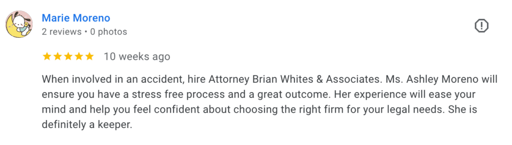 Read client reviews from Attorney Brian White Personal Injury Lawyers - Katy Freeway - 11511 Katy Fwy Suite 515, Houston, TX 77079